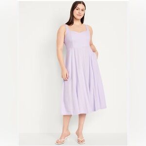 Old Navy Fit & Flare Linen-Blend Midi Dress